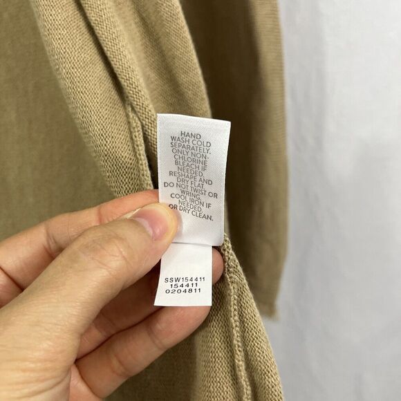 J. Jill Linen Blend Fringe Tan Open Front Cardigan Sweater Womens Size XS Beach - Picture 8 of 8